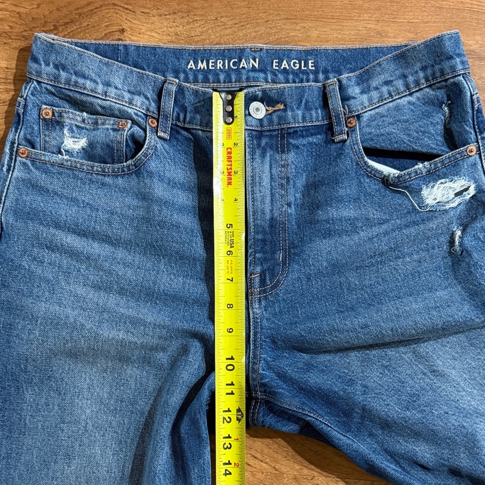 American Eagle Outfitters Stovepipe Women Sz 10 Wide High Rise Blue Zip Fly Jean - Picture 4 of 8